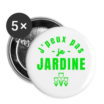 jardin, jardinage, fan de jardinage - Lot de 5 grands badges (56 mm) - blanc - Devant