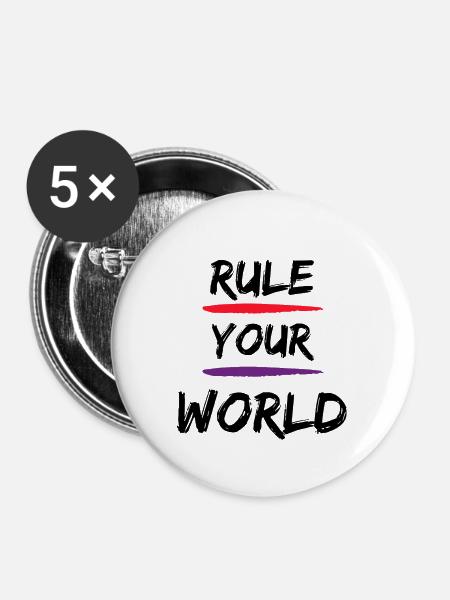 Regiere deine Welt - Buttons groß 56 mm (5er Pack) - Weiß