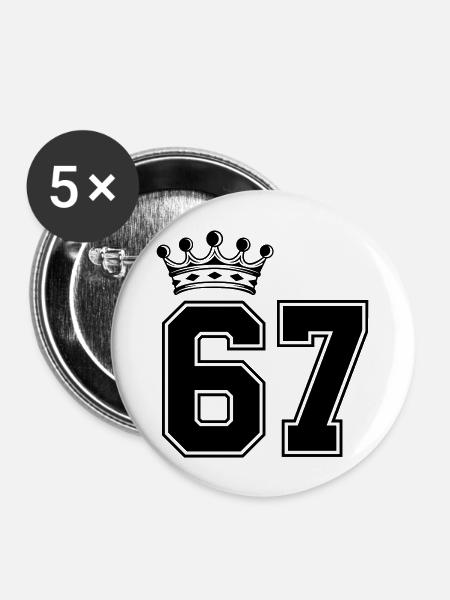 67 krone - Buttons groß 56 mm (5er Pack) - Weiß