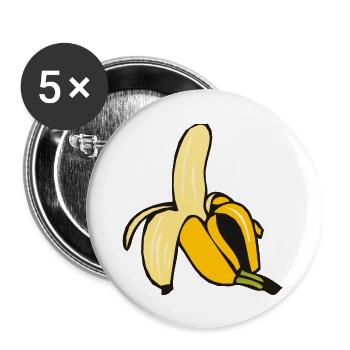 banane 11 A - Lot de 5 grands badges (56 mm) - blanc - Devant
