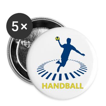 Handball - Lot de 5 grands badges (56 mm) - blanc - Devant