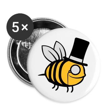 Chapeau haut de forme Sir Bee - Lot de 5 grands badges (56 mm) - blanc - Devant