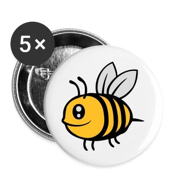 Cute little cartoon bee - Buttons large 2.2''/56 mm (5-pack) - white - Front
