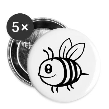 Little cute cartoon bee - Buttons large 2.2''/56 mm (5-pack) - white - Front