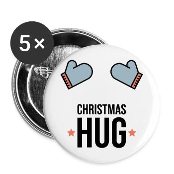 Noël Hug Gants d’hiver Cadeau - Lot de 5 grands badges (56 mm) - blanc - Devant