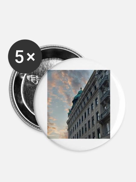 Old city - Buttons groß 56 mm (5er Pack) - Weiß