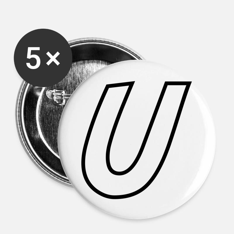 Letter U - Buttons large 2.2''/56 mm (5-pack) - white