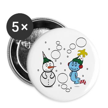 Schneemann und Geist - Buttons groß 56 mm (5er Pack) - Weiß - Vorne