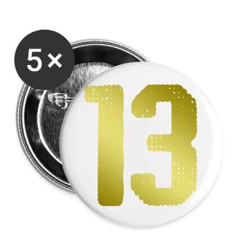 13 Zahl Trikot - Buttons groß 56 mm (5er Pack) - Weiß - Vorne