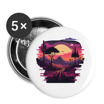 Rétro Coucher de soleil - Lot de 5 grands badges (56 mm) - blanc - Devant