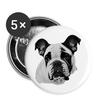 Bulldog français chien anglais 7 - Lot de 5 grands badges (56 mm) - blanc - Devant
