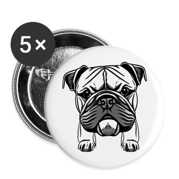 Bulldog Français Chien Anglais 8 - Lot de 5 grands badges (56 mm) - blanc - Devant