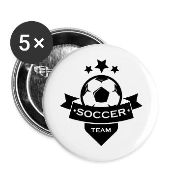Fußball Soccer - Buttons groß 56 mm (5er Pack) - Weiß - Vorne