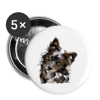 Australian Shepherd - Buttons groß 56 mm (5er Pack) - Weiß - Vorne