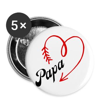 papa cœur - Lot de 5 grands badges (56 mm) - blanc - Devant