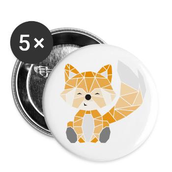 Fox geometrisch farbig - Buttons groß 56 mm (5er Pack) - Weiß - Vorne