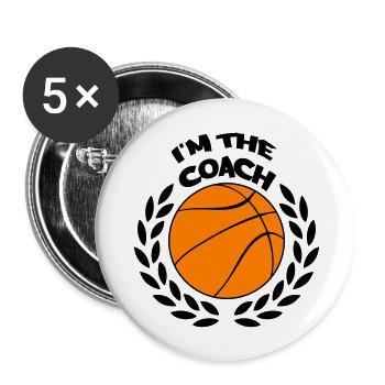 Le basketball chez The Coach - Lot de 5 grands badges (56 mm) - blanc - Devant