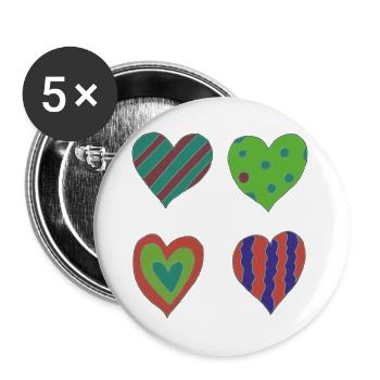 Heart Variation - Buttons large 2.2''/56 mm (5-pack) - white - Front