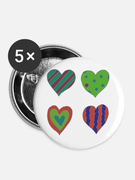 herzen variation - Buttons groß 56 mm (5er Pack) - Weiß