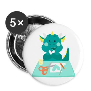 Dragon at a crafting station - Buttons large 2.2''/56 mm (5-pack) - white - Front