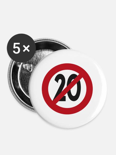 Nicht mehr 20 - Buttons groß 56 mm (5er Pack) - Weiß