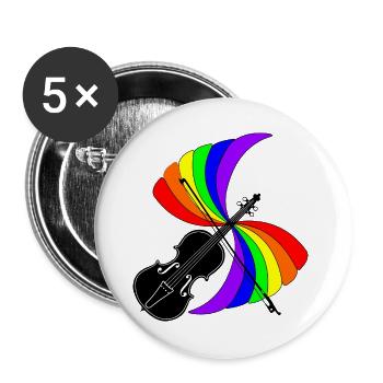 Violin with music rainbow, beautiful logo for violin f - Buttons large 2.2''/56 mm (5-pack) - white - Front