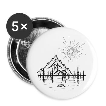 Eine Landschaft mit Bergen am See - Buttons groß 56 mm (5er Pack) - Weiß - Vorne