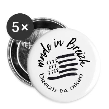Made in Breizh - Buttons large 2.2''/56 mm (5-pack) - white - Front