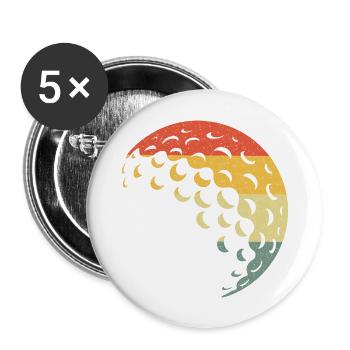 Balle de golf vintage rétro - Lot de 5 grands badges (56 mm) - blanc - Devant