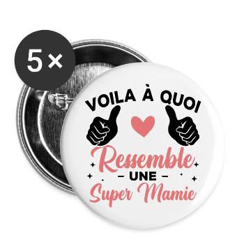 Voilà à quoi ressemble une super mamie - Lot de 5 grands badges (56 mm) - blanc - Devant