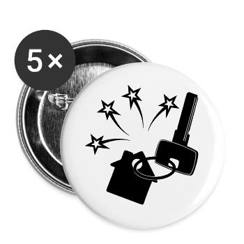 Schlüssel für den neuen Hausschlüssel glänzt - Buttons groß 56 mm (5er Pack) - Weiß - Vorne