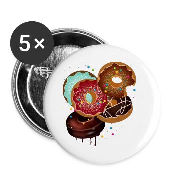 wildly thrown together colorful pile of donuts - Buttons large 2.2''/56 mm (5-pack) - white - Front