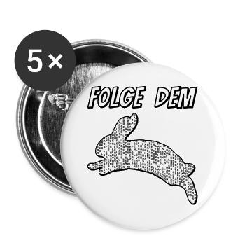 Folge dem Hasen - Buttons groß 56 mm (5er Pack) - Weiß - Vorne