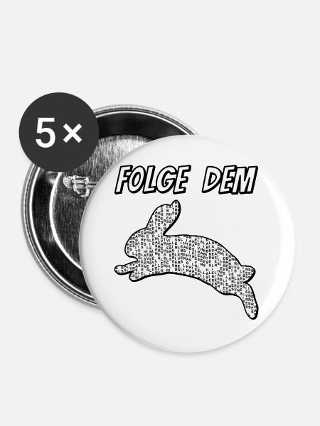 Folge dem Hasen - Buttons groß 56 mm (5er Pack) - Weiß