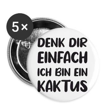 Kaktus Faschingskostüm Faschings Verkleidung - Buttons groß 56 mm (5er Pack) - Weiß - Vorne