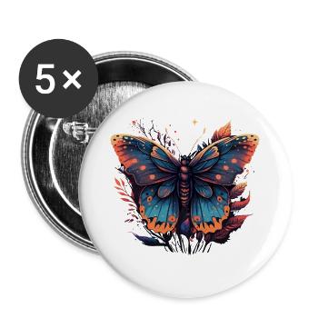 Papillon violet - Lot de 5 grands badges (56 mm) - blanc - Devant