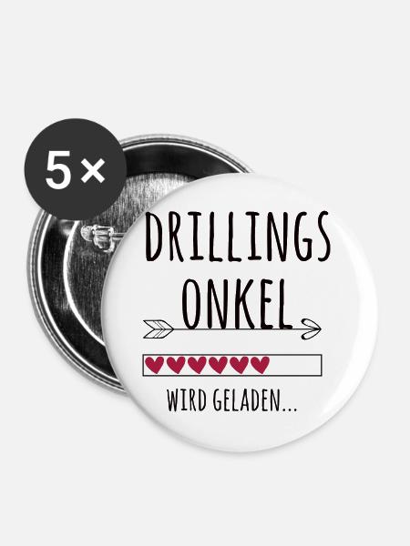 werdender Drillingsonkel Schwangerschaft Drillinge - Buttons groß 56 mm (5er Pack) - Weiß