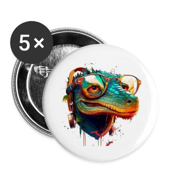 Summer Sun Hawaiian Crocodile with Styling Glasses - Buttons large 2.2''/56 mm (5-pack) - white - Front