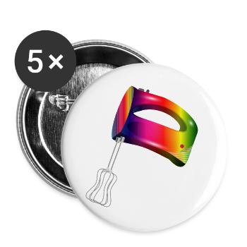 Hand mixer in colorful rainbow colors - Buttons large 2.2''/56 mm (5-pack) - white - Front