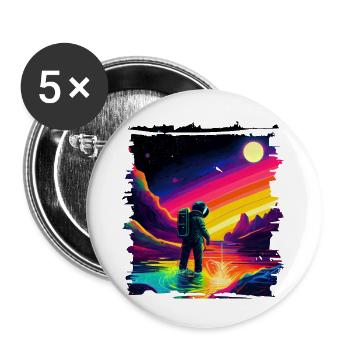 Outer Space Art Aquarell tropfender Raumfahrer - Buttons groß 56 mm (5er Pack) - Weiß - Vorne