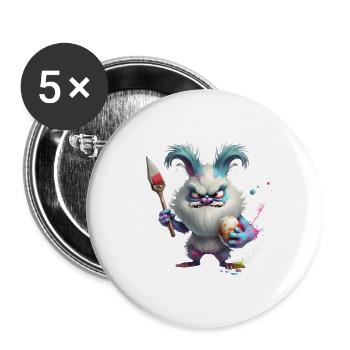Monster Easter with Easter Egg - Buttons large 2.2''/56 mm (5-pack) - white - Front