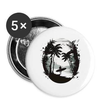 Surfer black and white - Buttons large 2.2''/56 mm (5-pack) - white - Front