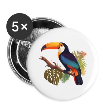 Toucan Costa Rica - Lot de 5 grands badges (56 mm) - blanc - Devant