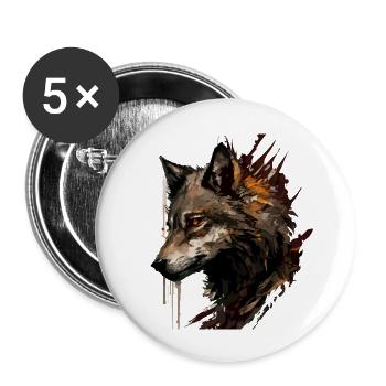 Le loup - Lot de 5 grands badges (56 mm) - blanc - Devant