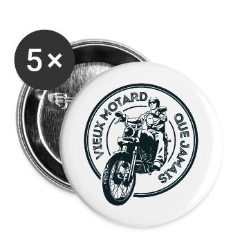 Biker Man Motorcycle Gift Motorcycle Bikers - Buttons large 2.2''/56 mm (5-pack) - white - Front