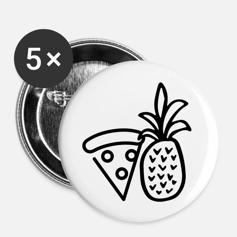 Pizza and Pineapple Pizza Hawaii - Buttons large 2.2''/56 mm (5-pack) - white