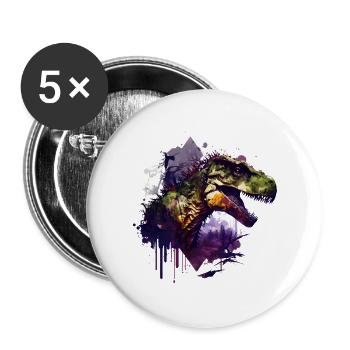 Aquarelle T Rex - Lot de 5 grands badges (56 mm) - blanc - Devant