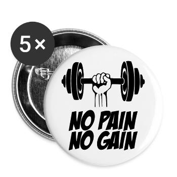 Gain de douleur d’haltère à la main - Lot de 5 grands badges (56 mm) - blanc - Devant