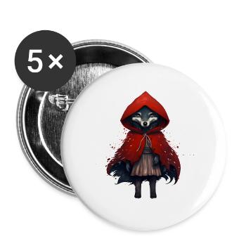 Wolf with red cloak - Buttons large 2.2''/56 mm (5-pack) - white - Front