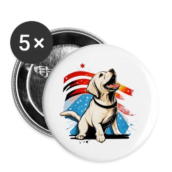 Labrador Dog USA Cadeau - Lot de 5 grands badges (56 mm) - blanc - Devant